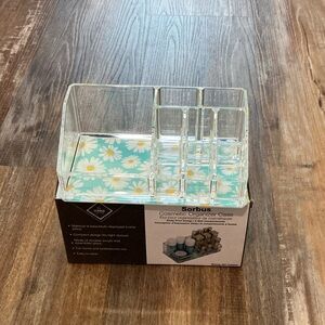 Sorbus Clear Makeup Organizer with Floral Base